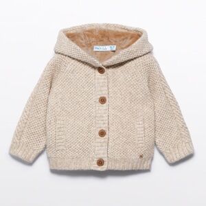 NWT Abel & Lula lined knit baby boy hooded cardigan 6-9 months